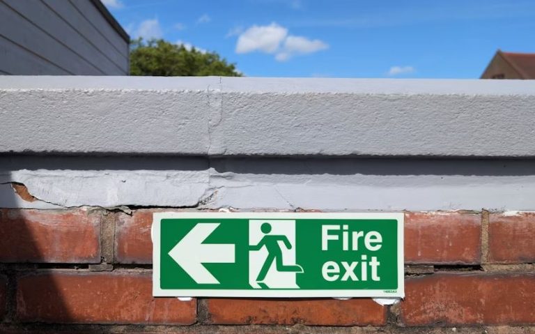 fire evacuation plan exit sign illustration